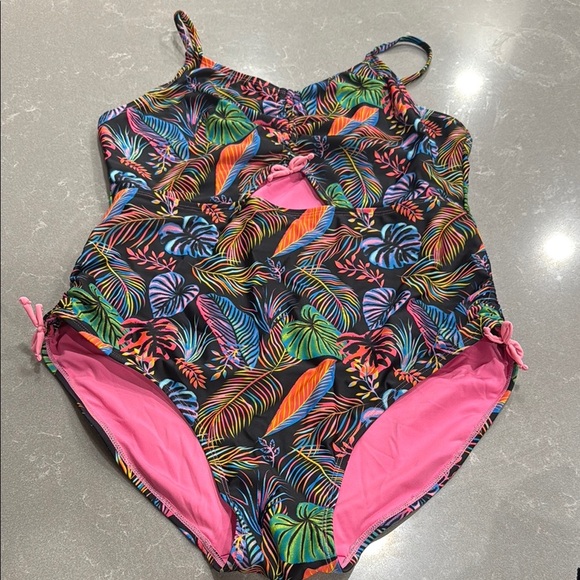 Black and Pink One Piece Swimwear with Artistic Design There Abouts - Picture 1 of 4